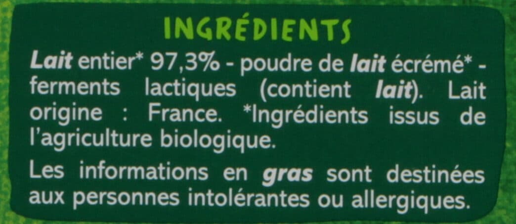 Casino Yaourt nature issu de l'agriculture biologique packshot