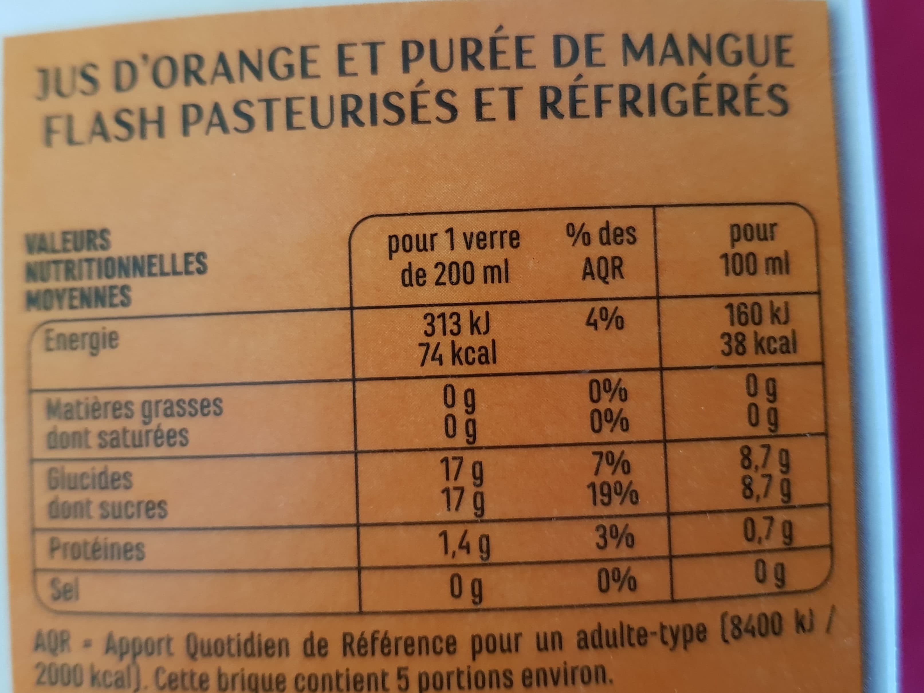 Casino 100% Pur Jus Orange Mangue Flash pasteurisé packshot