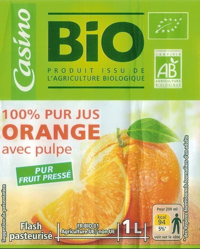 CASINO BIO 100 % Pur Jus Orange pressée avec pulpe packshot