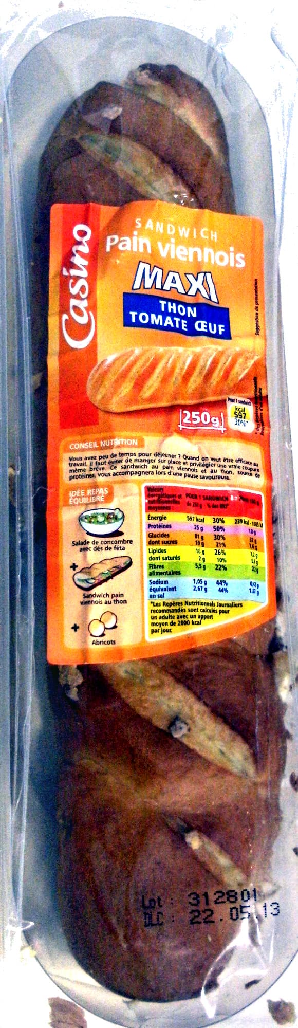 Casino Maxi Pain viennois Thon tomate oeuf packshot