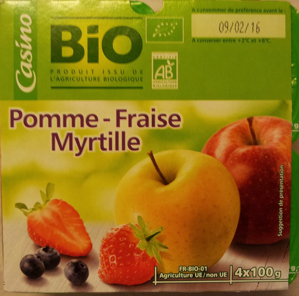 CASINO BIO Compote Pomme - Fraise - Myrtille packshot