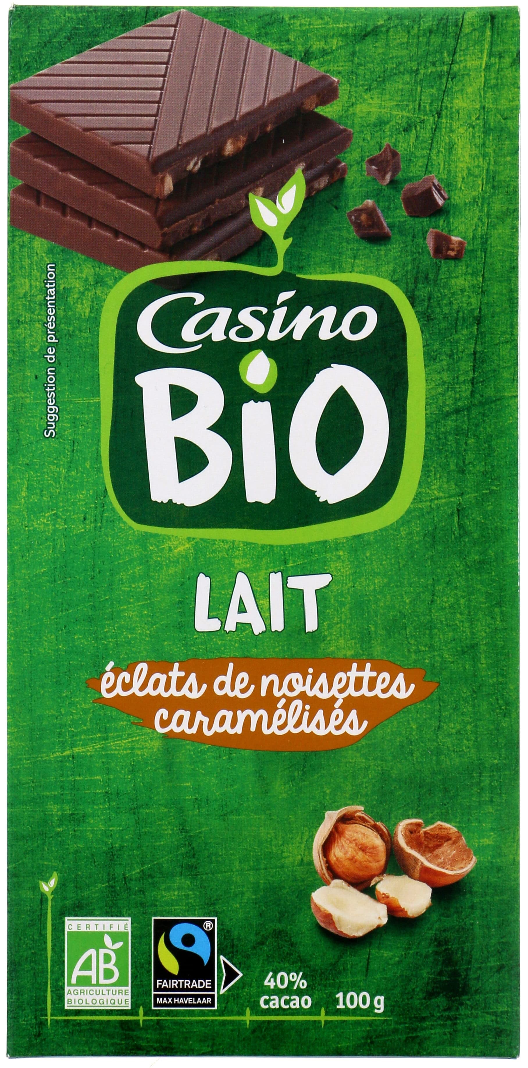 Casino Chocolat lait noisette bio packshot