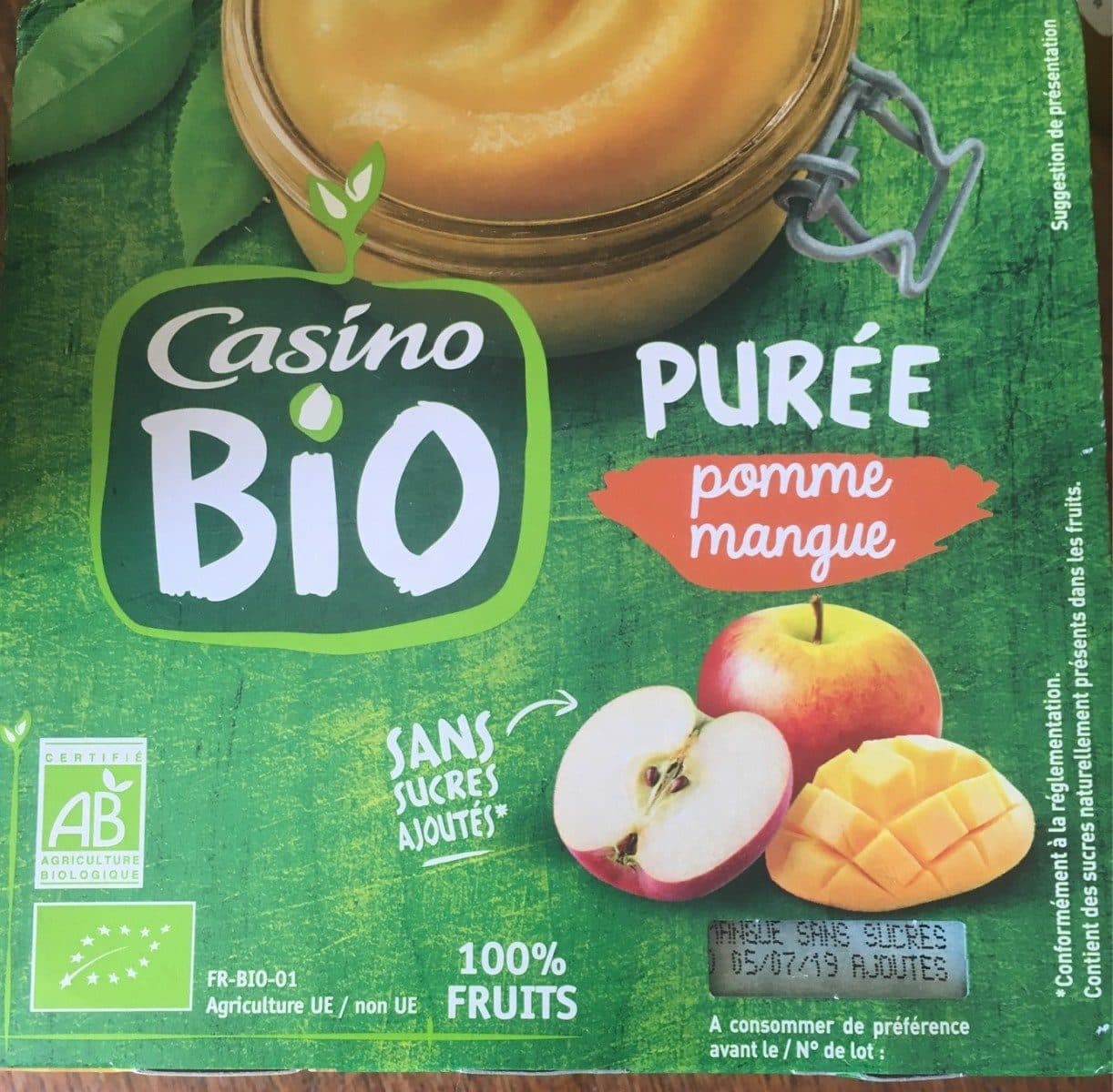 Casino Purée de pommes et de mangues sans sucres ajoutés packshot