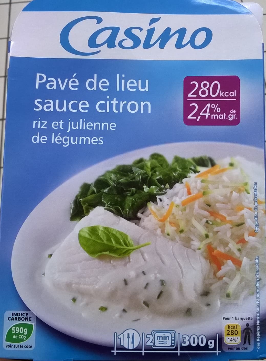 Casino Pavé de lieu sauce citron riz et julienne de légumes (2,4 % MG) packshot