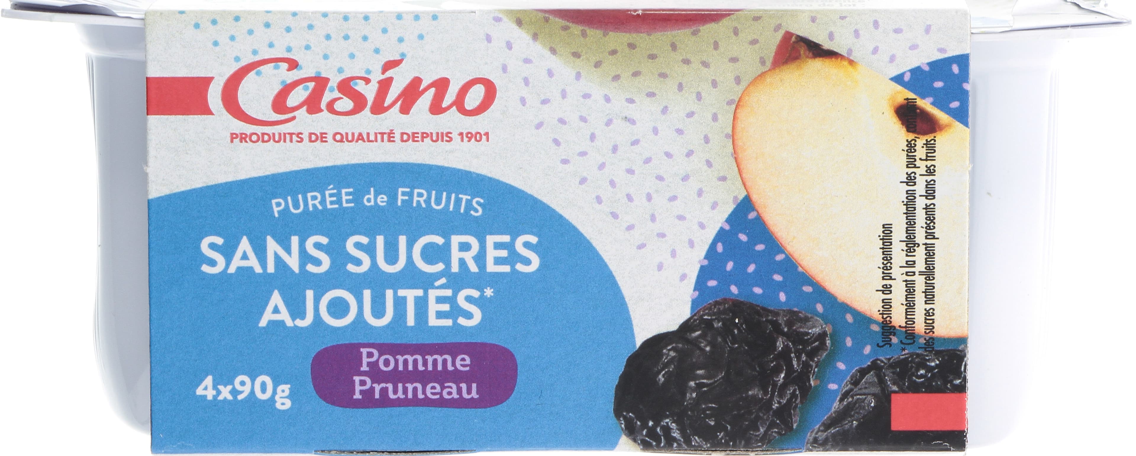 Casino Purée de fruits Pomme Pruneau sans sucres ajoutés packshot