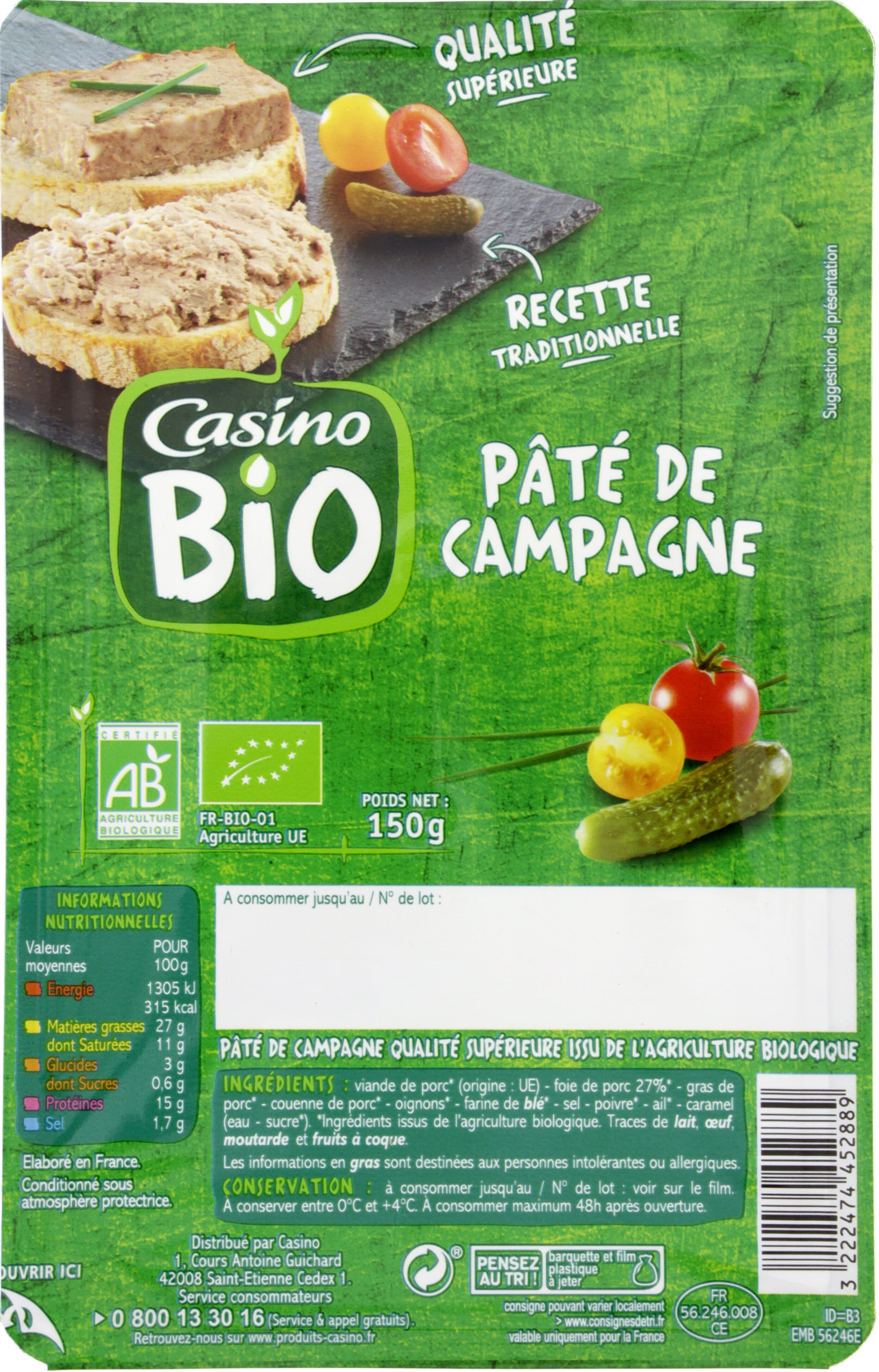 Casino Pâté de campagne BIO packshot