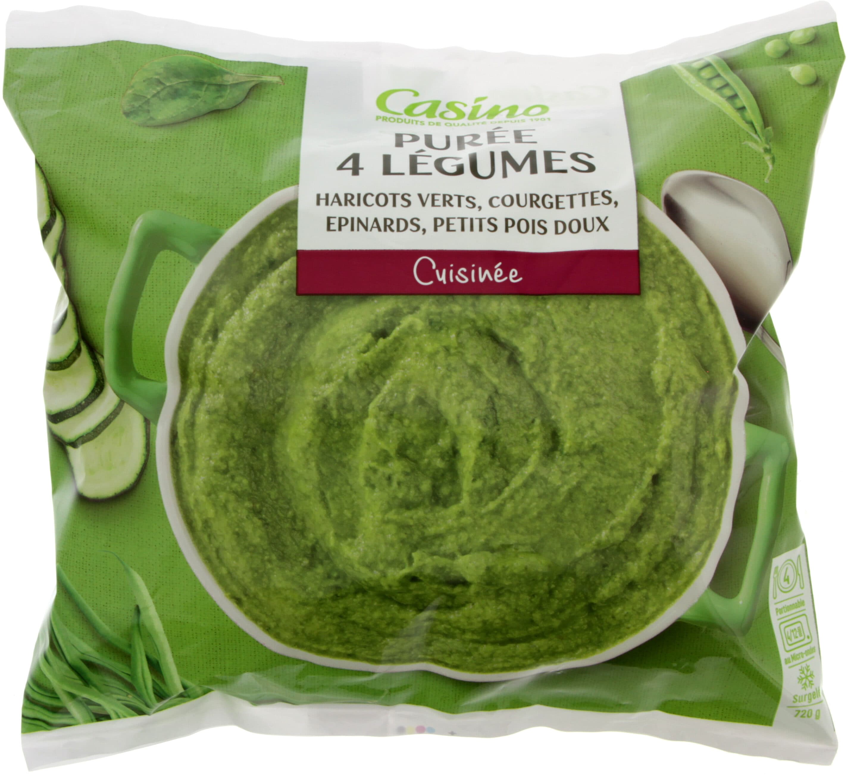 Casino Purée 4 légumes cuisinée - Haricots verts, courgettes, épinards, petits pois doux packshot