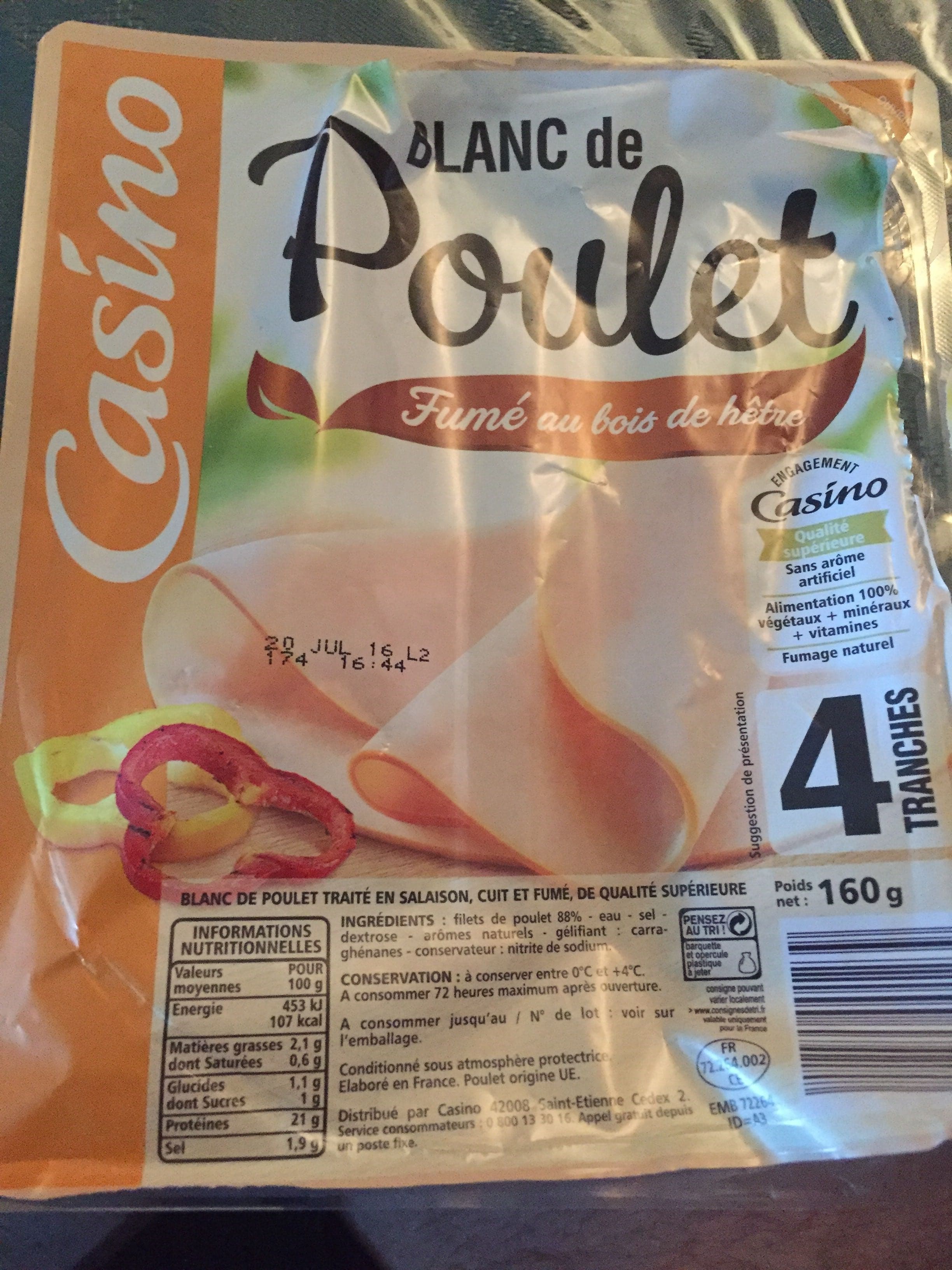 Casino Blanc de poulet fumé au bois de hêtre 4 tranches packshot