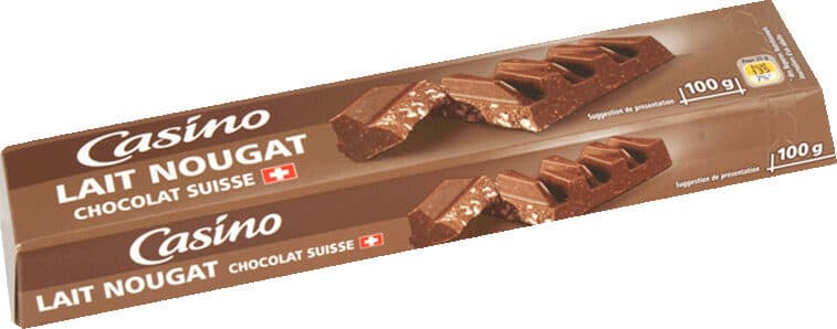 Casino Barre chocolat au lait et nougat packshot
