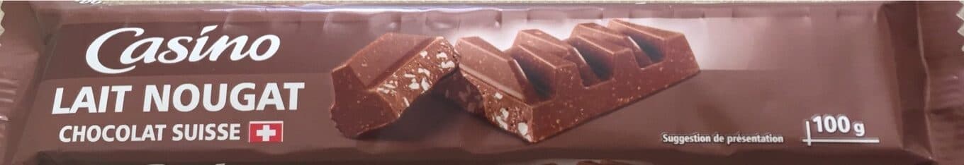 Casino Barre chocolat au lait et nougat packshot