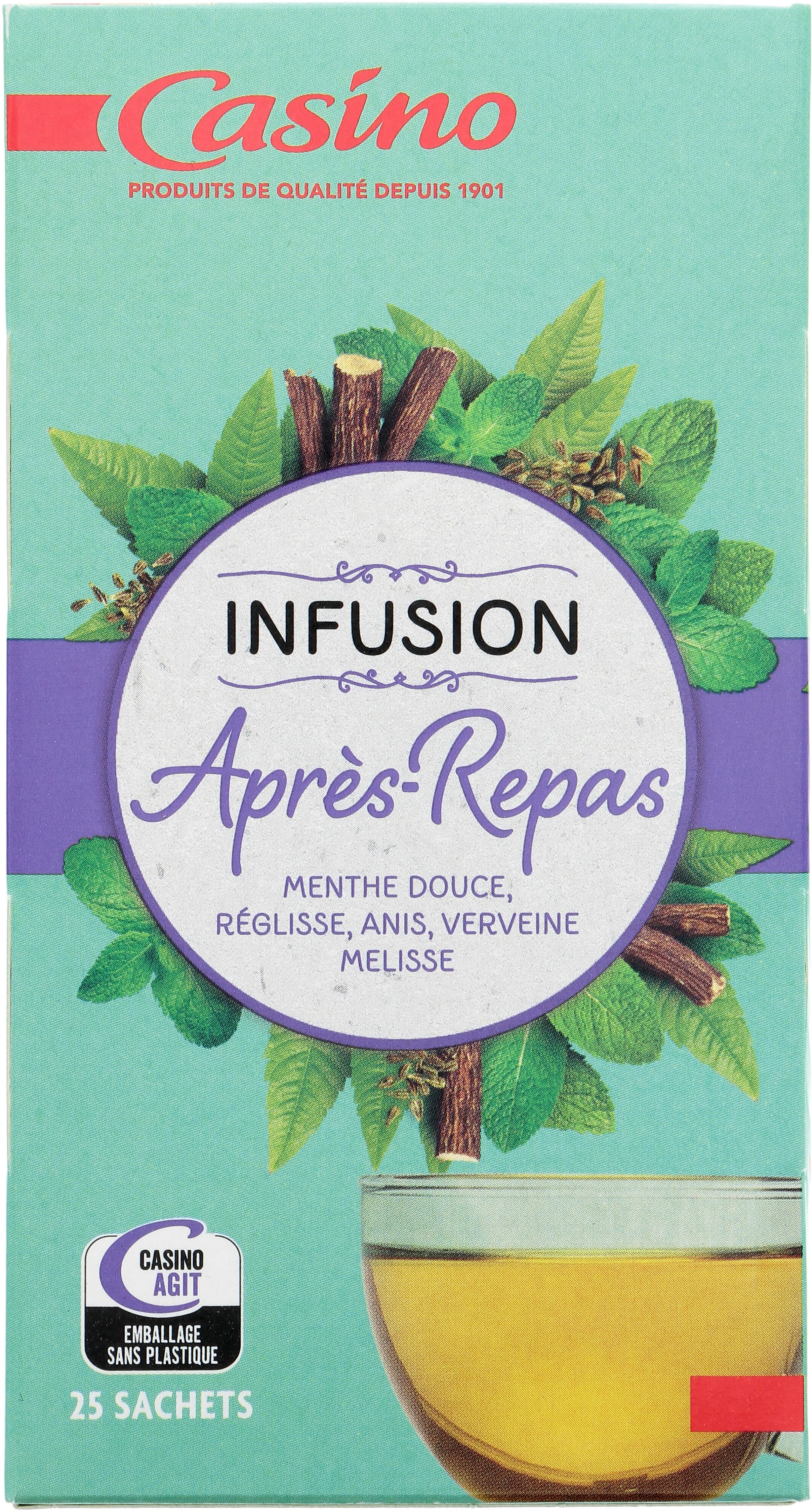 Casino Infusion Après repas Préparation de plantes à infusion 25 sachets fraîcheur packshot