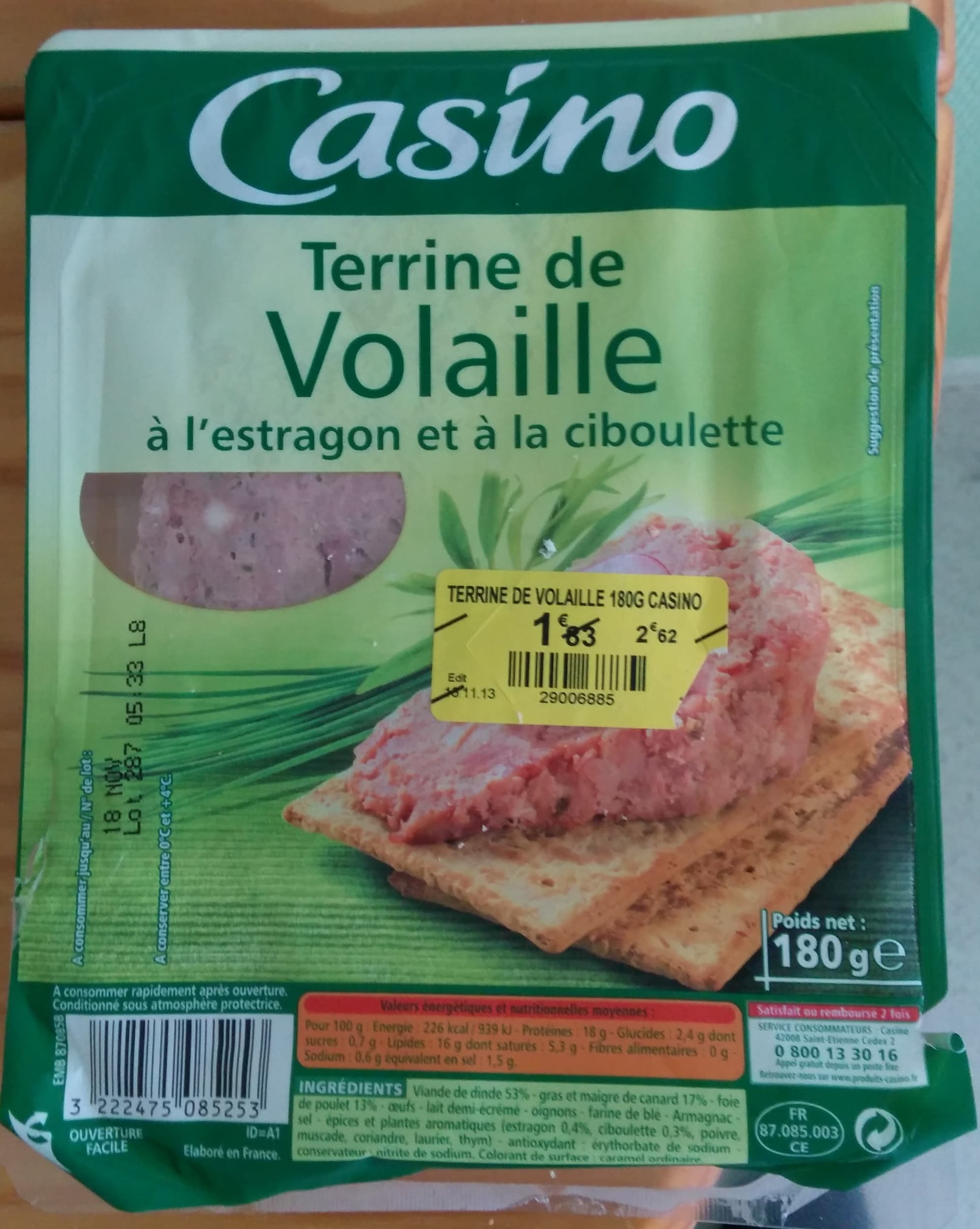 Casino Terrine de Volaille à l'estragon et à la ciboulette packshot