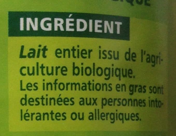 Casino bio Lait entier packshot