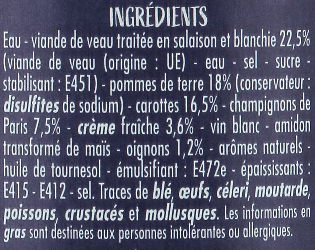 Casino Blanquette de Veau à la crème fraiche et aux légumes packshot
