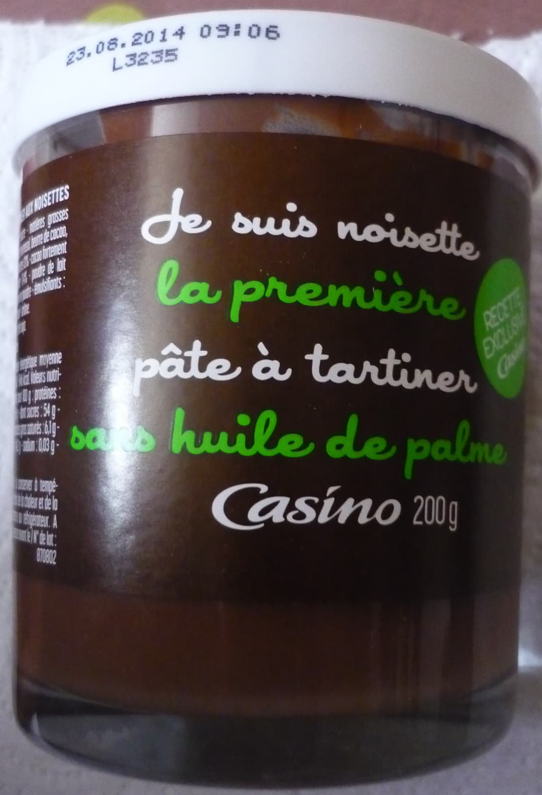 Casino Je suis noisette la première pâte à tartiner sans huile de palme packshot