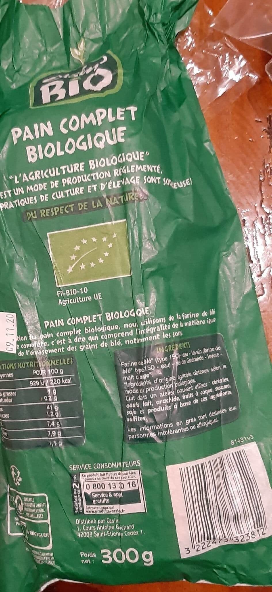 CASINO BIO Pain complet biologique packshot