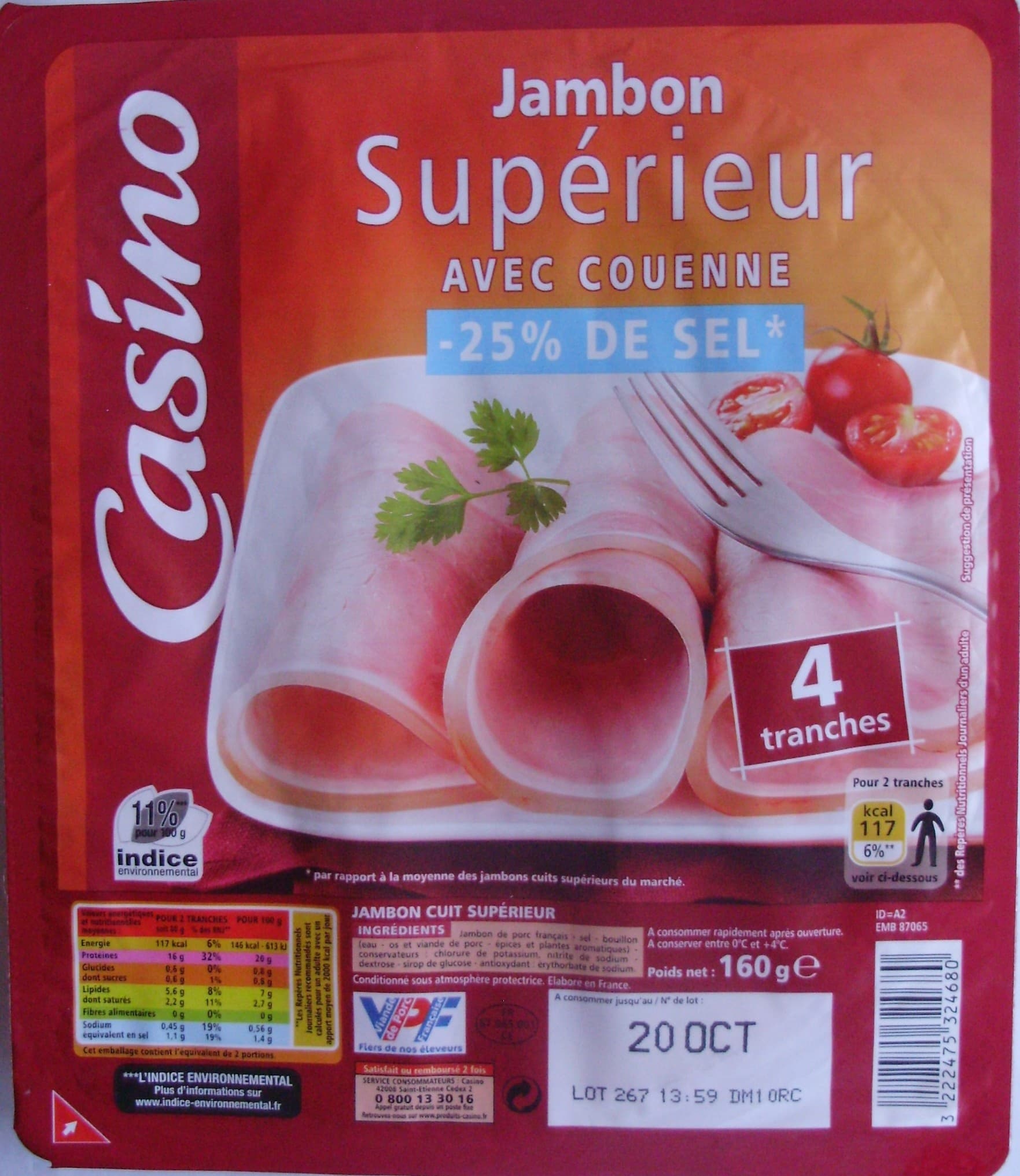 Casino Jambon Supérieur -25 % de Sel Avec Couenne packshot