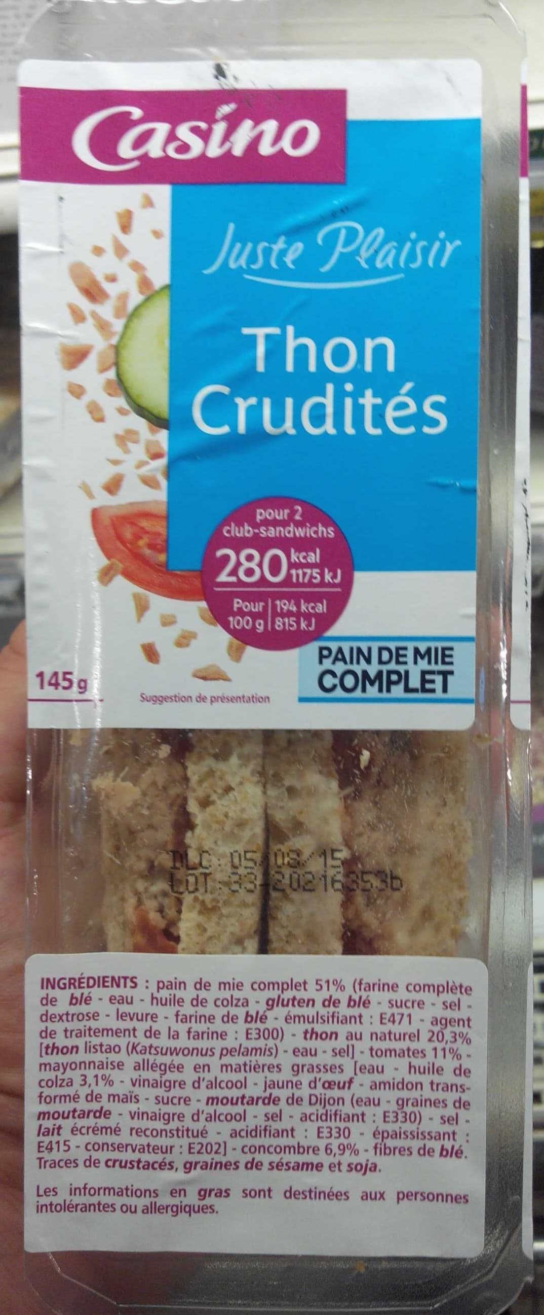 Casino Sandwich Thon Crudités Pain de mie complet packshot
