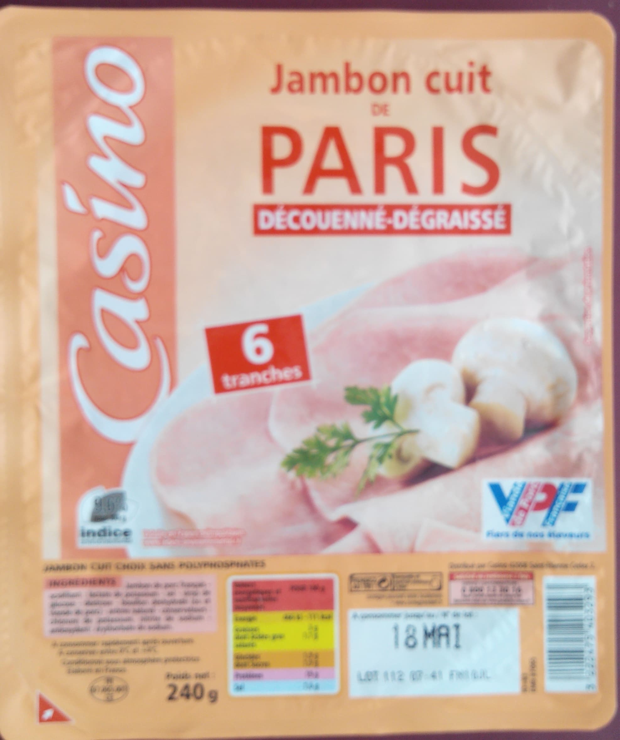 Casino Jambon cuit de Paris Découenné - Dégraissé packshot