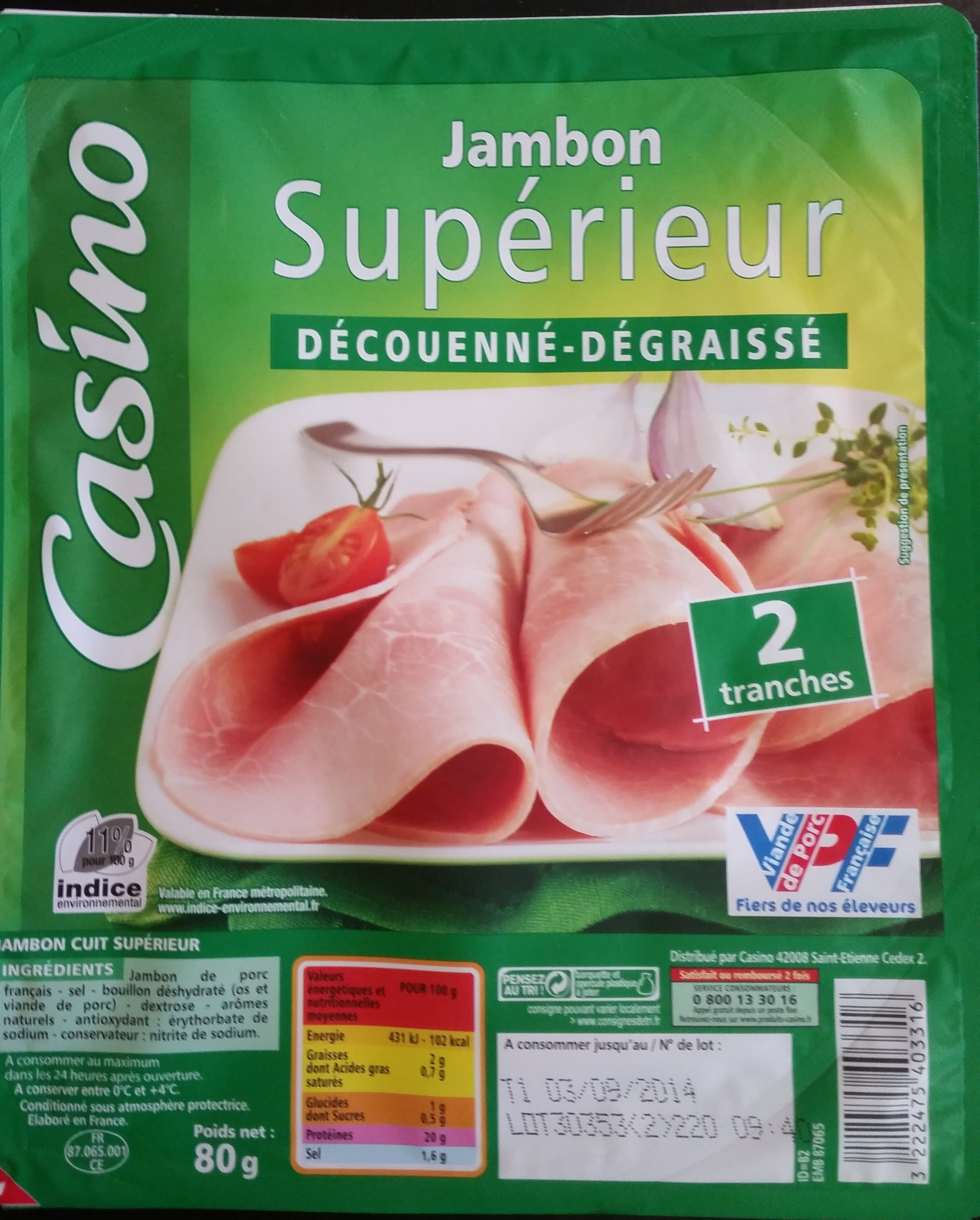 Casino Jambon supérieur découenné dégraissé packshot