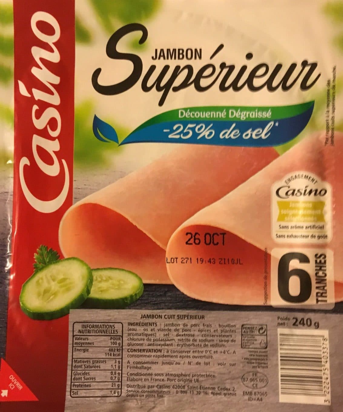 Casino Jambon supérieur DD TSR 6 tranches Origine UE packshot