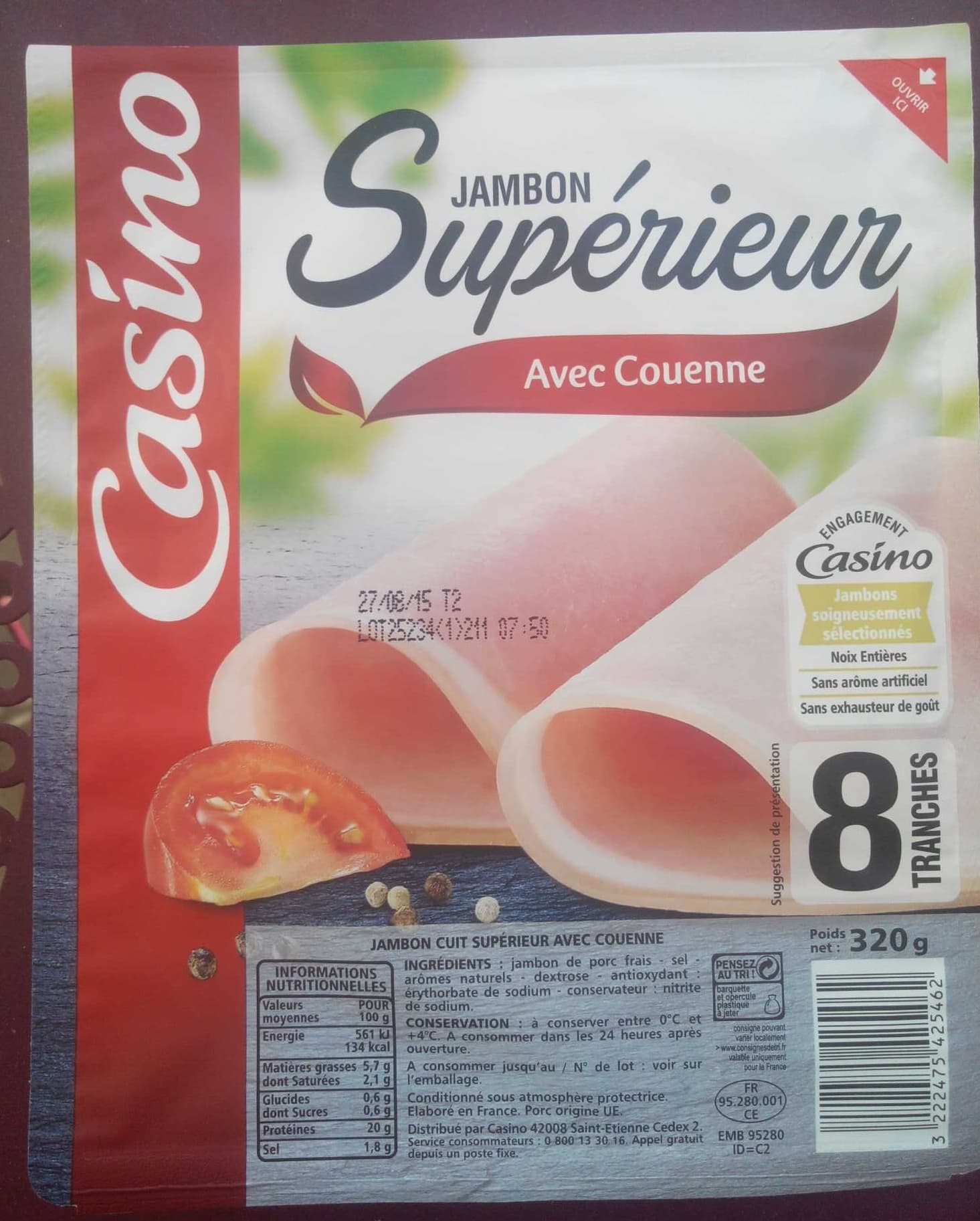 Casino Jambon cuit supérieur avec couenne packshot