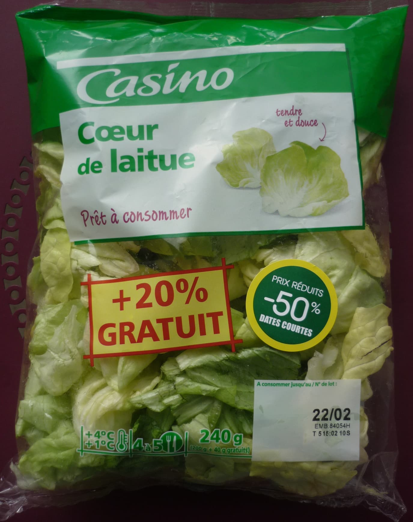 Casino Cœur de laitue, Prêt à consommer (4 à 5 portions) + 20 % Gratuit packshot