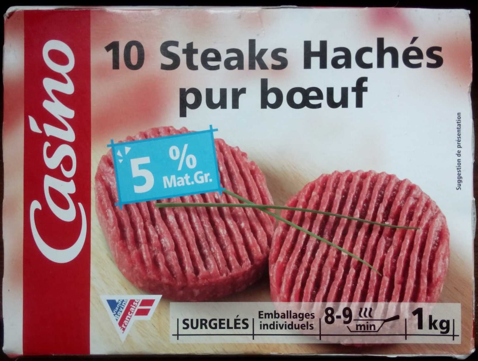 Casino 10 Steaks hachés Pur boeuf - 5% Mat. Gr. packshot