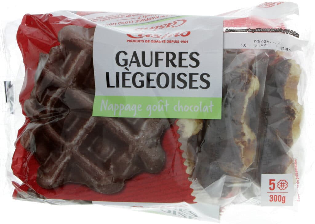 Casino Gaufres liégeoises nappage goût chocolat et aux perles de sucre packshot