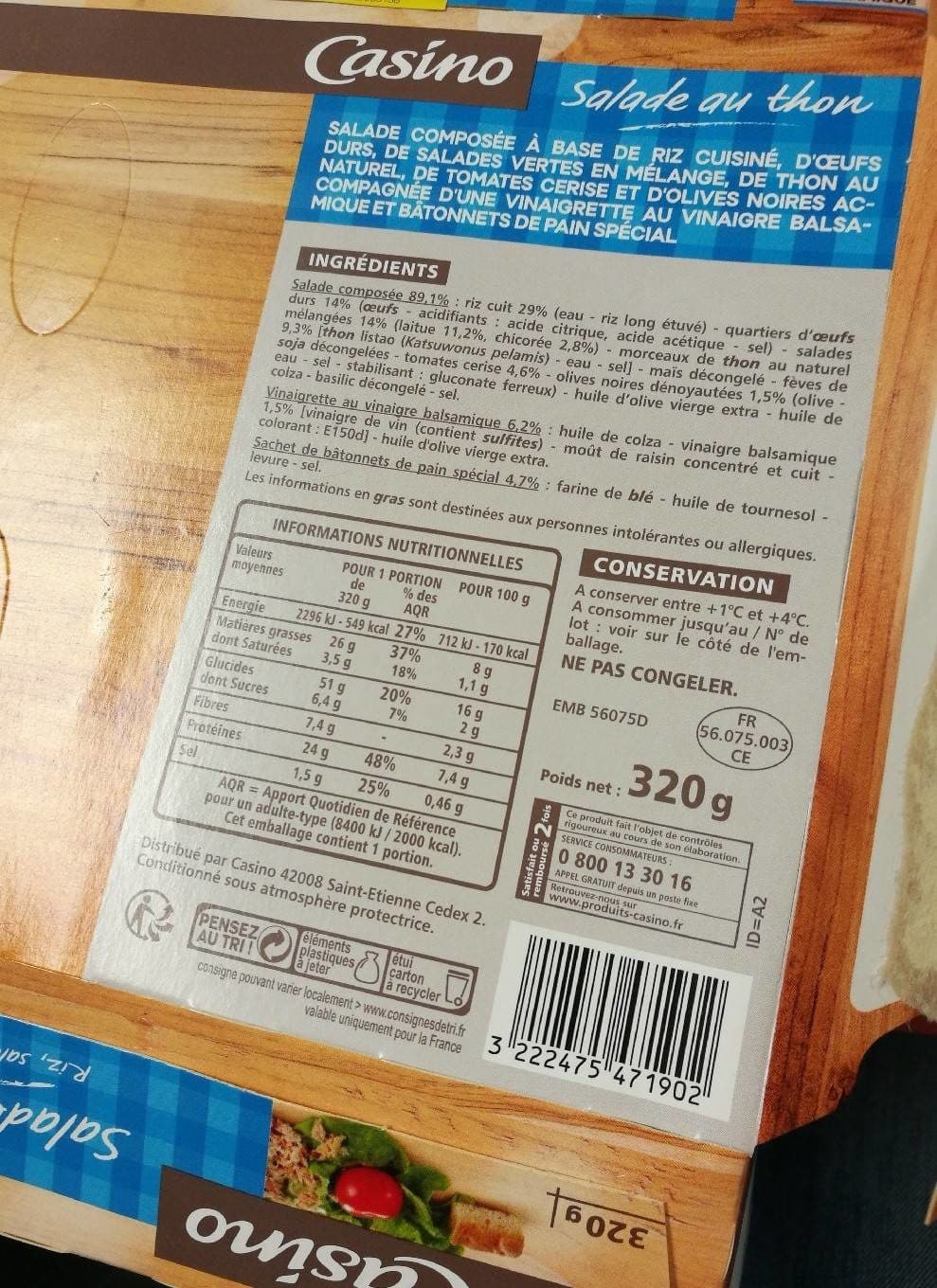 Casino Salade riz œuf thon crudités packshot
