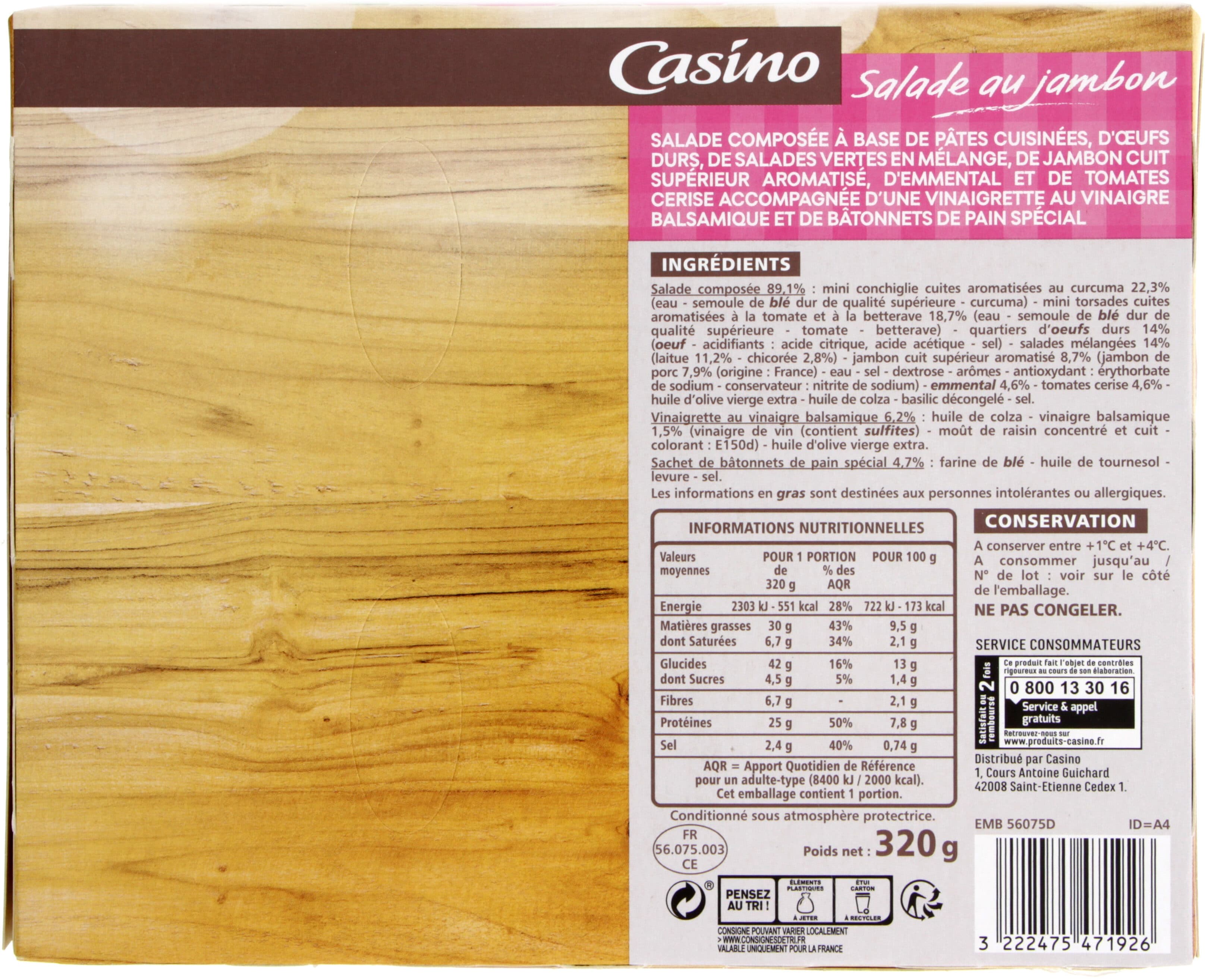 Casino Salade au jambon : pâtes, salade, oeuf, émincés de jambon packshot