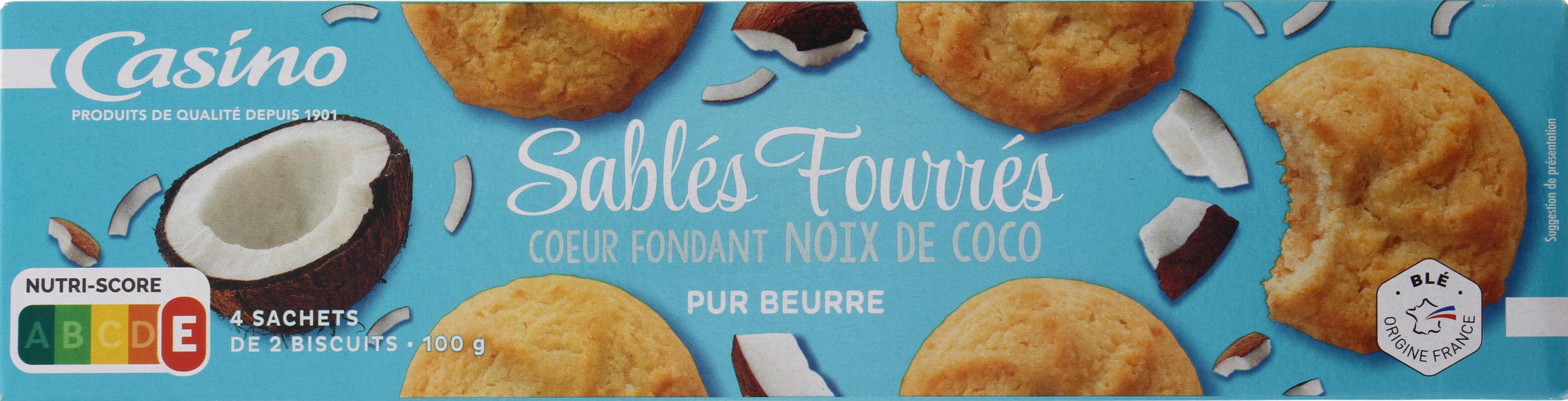 Casino Sablés fourrés cœur fondant noix de coco pur beurre packshot