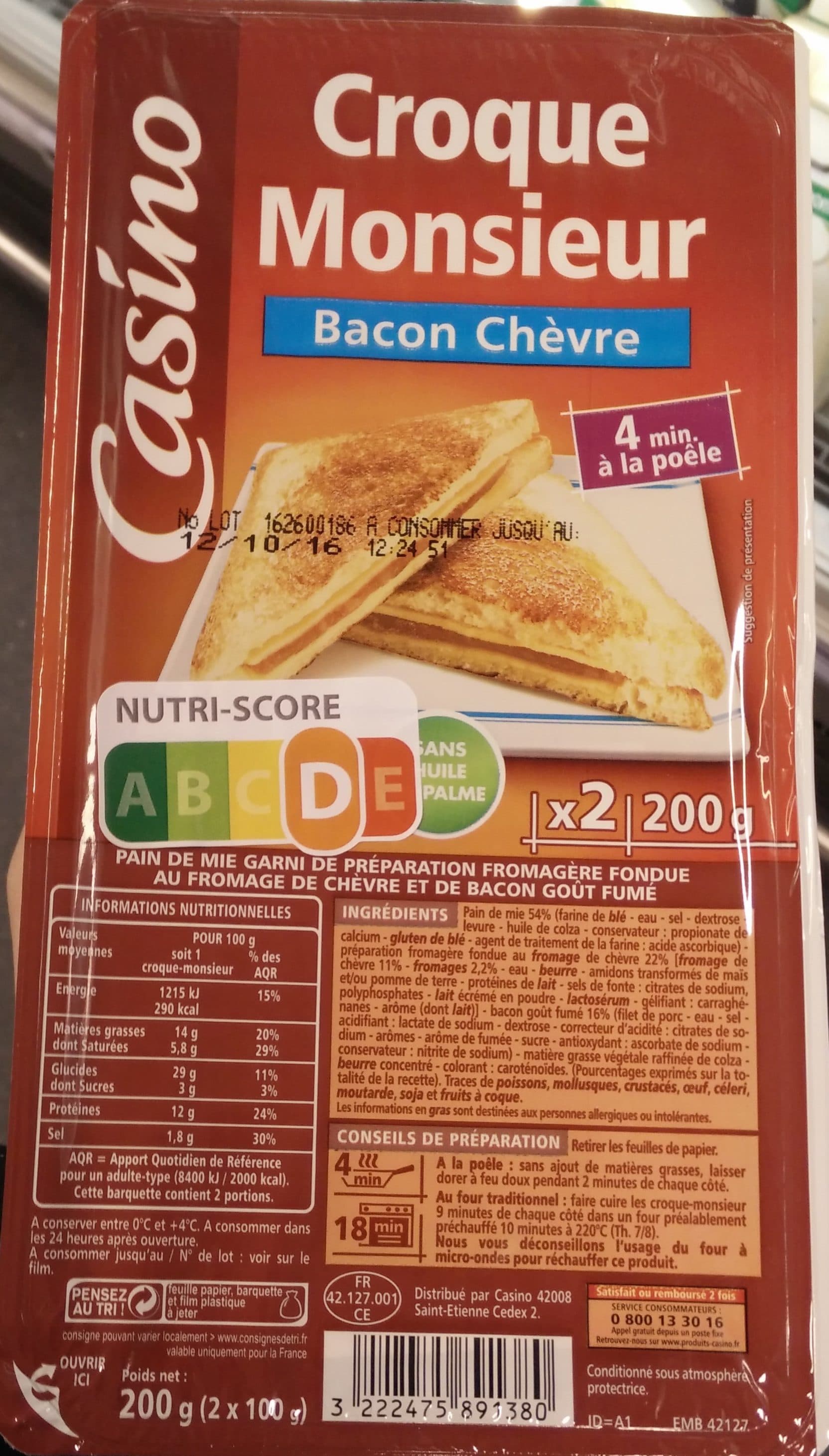 Casino Croque Monsieur Bacon Chèvre packshot