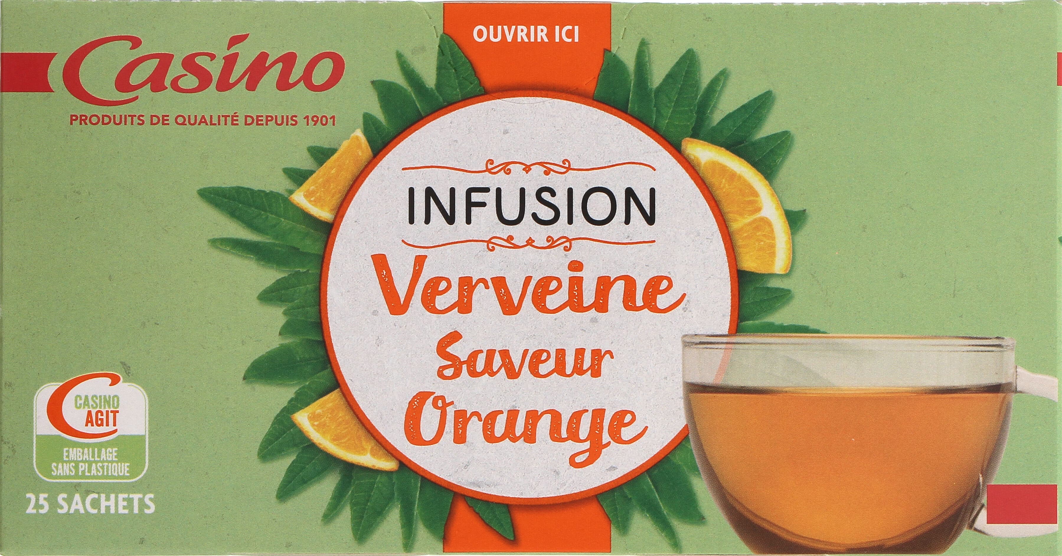 Casino Infusion Verveine Orange 25 sachets fraîcheur packshot
