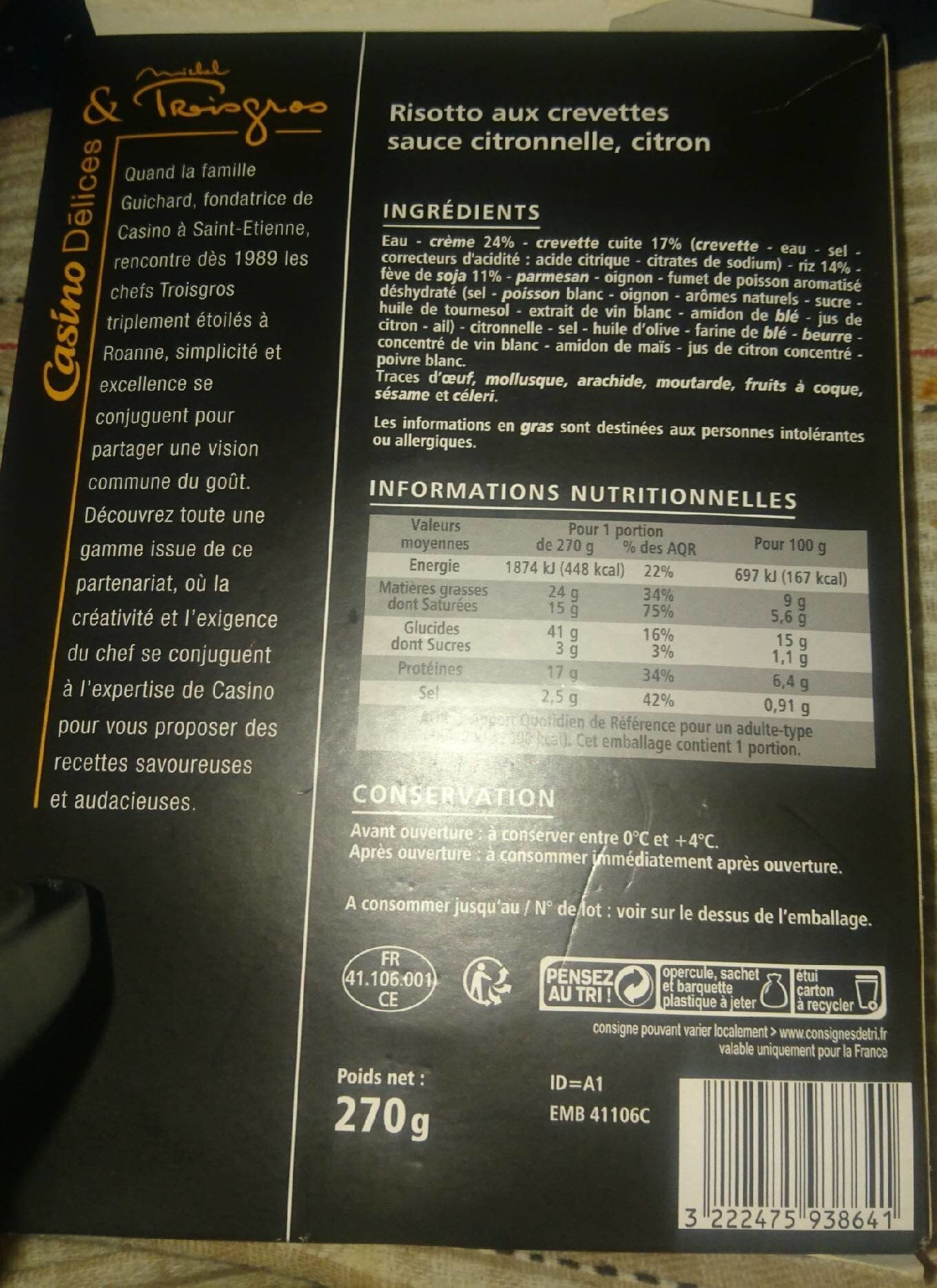 Casino Delices Risotto aux crevettes sauce citronnelle citron packshot