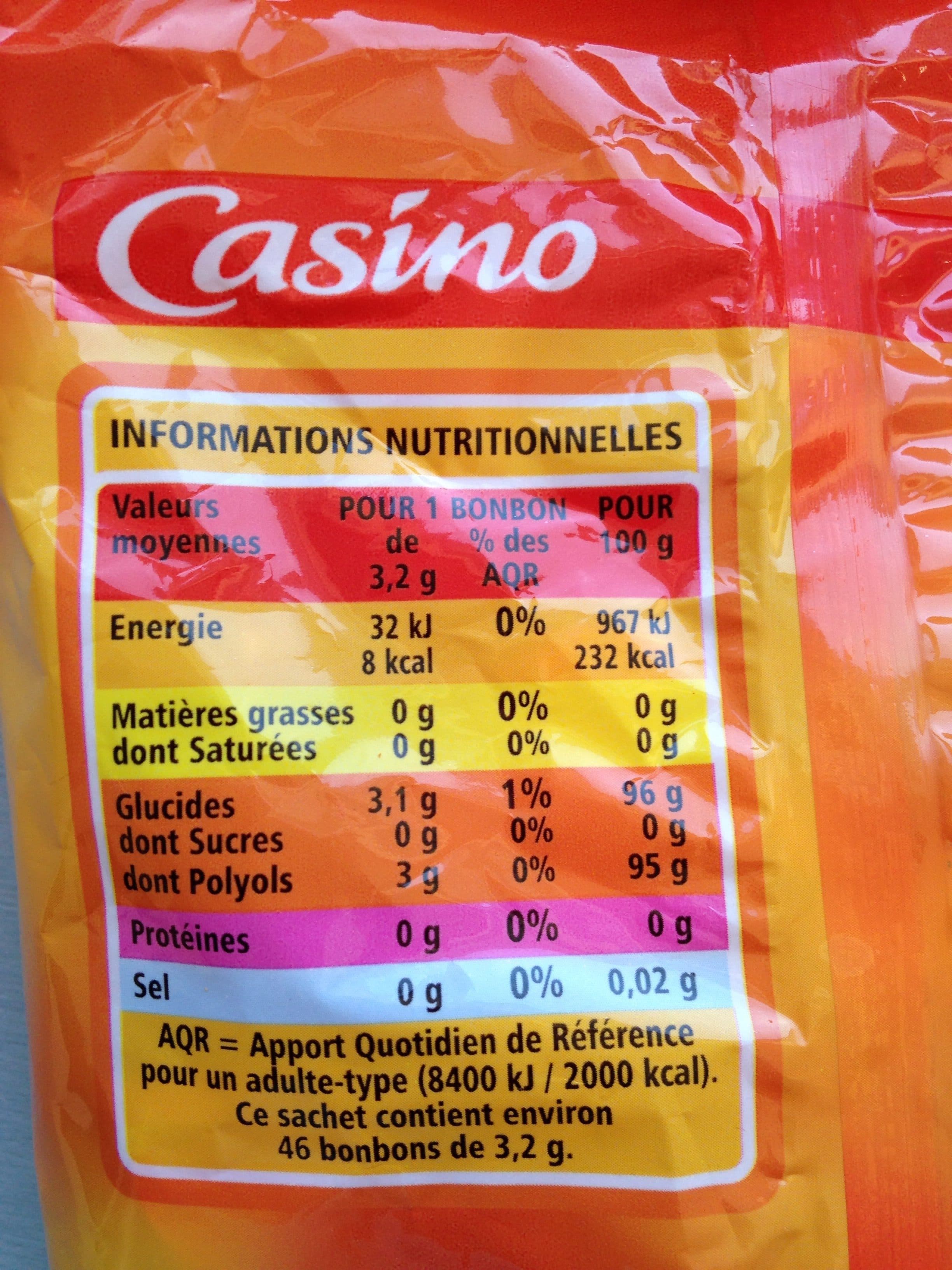 Casino Mini bonbons assortis sans sucres goûts cerise, citron, fraise, orange packshot