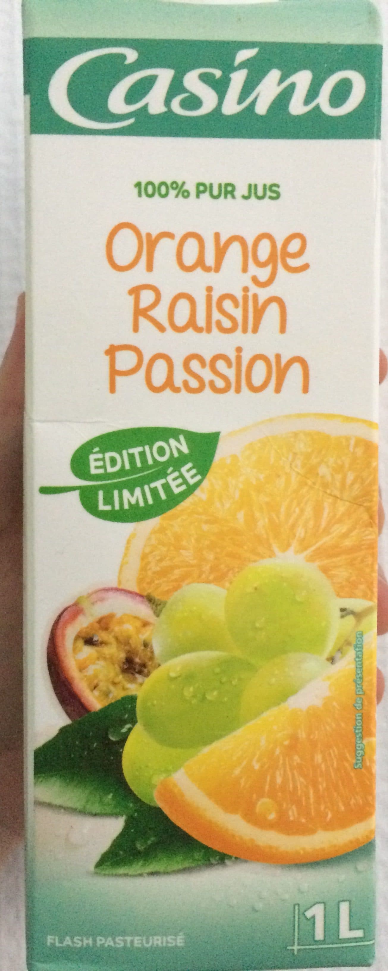 Casino 100% pur jus Orange Raisin Passion packshot