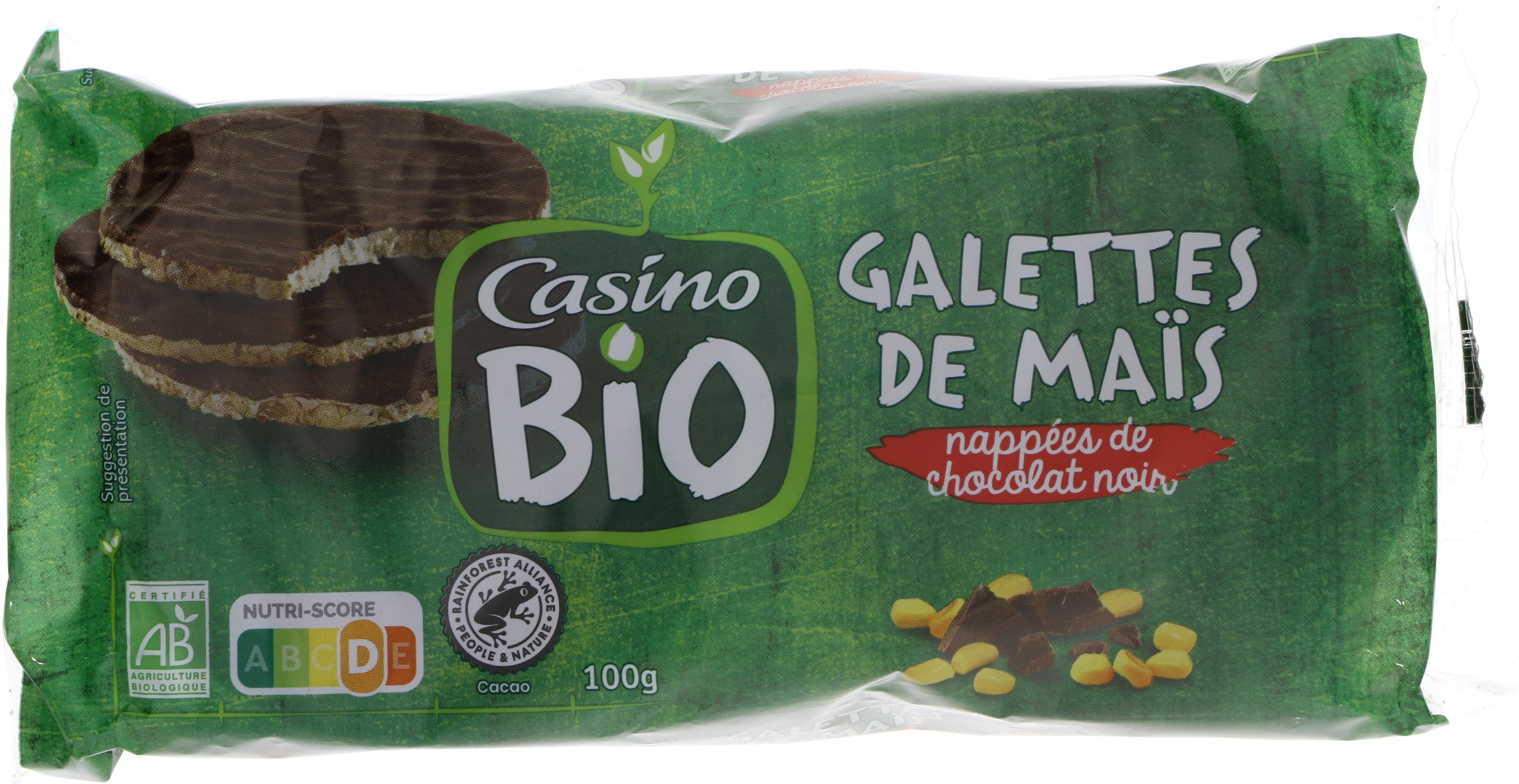 Casino Galettes de maïs au chocolat noir bio packshot