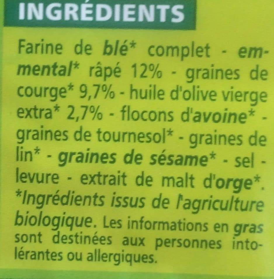 Casino Crackers au fromage Emmental et graines de courge Bio packshot