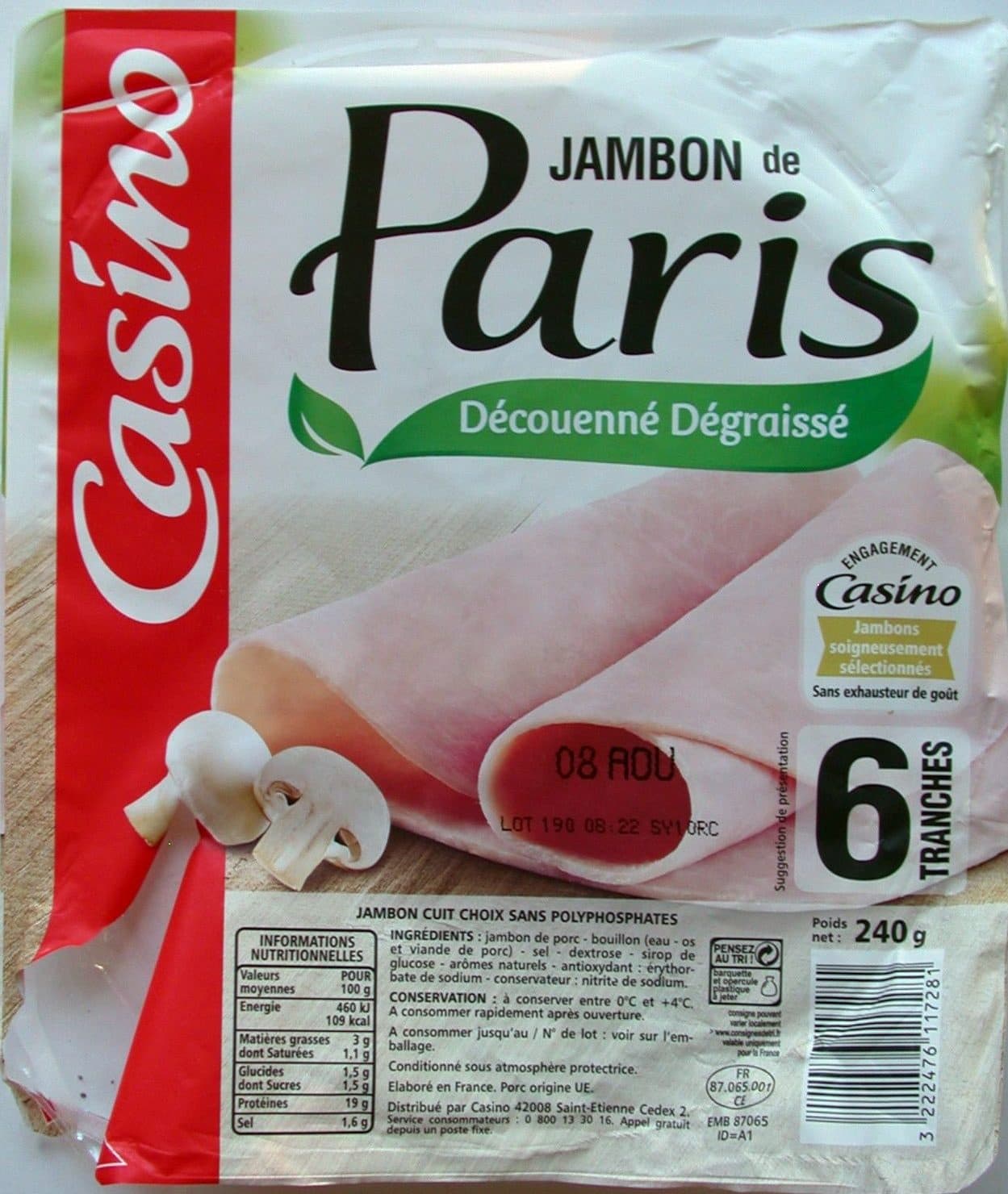 Casino Jambon de Paris découenné dégraissé packshot