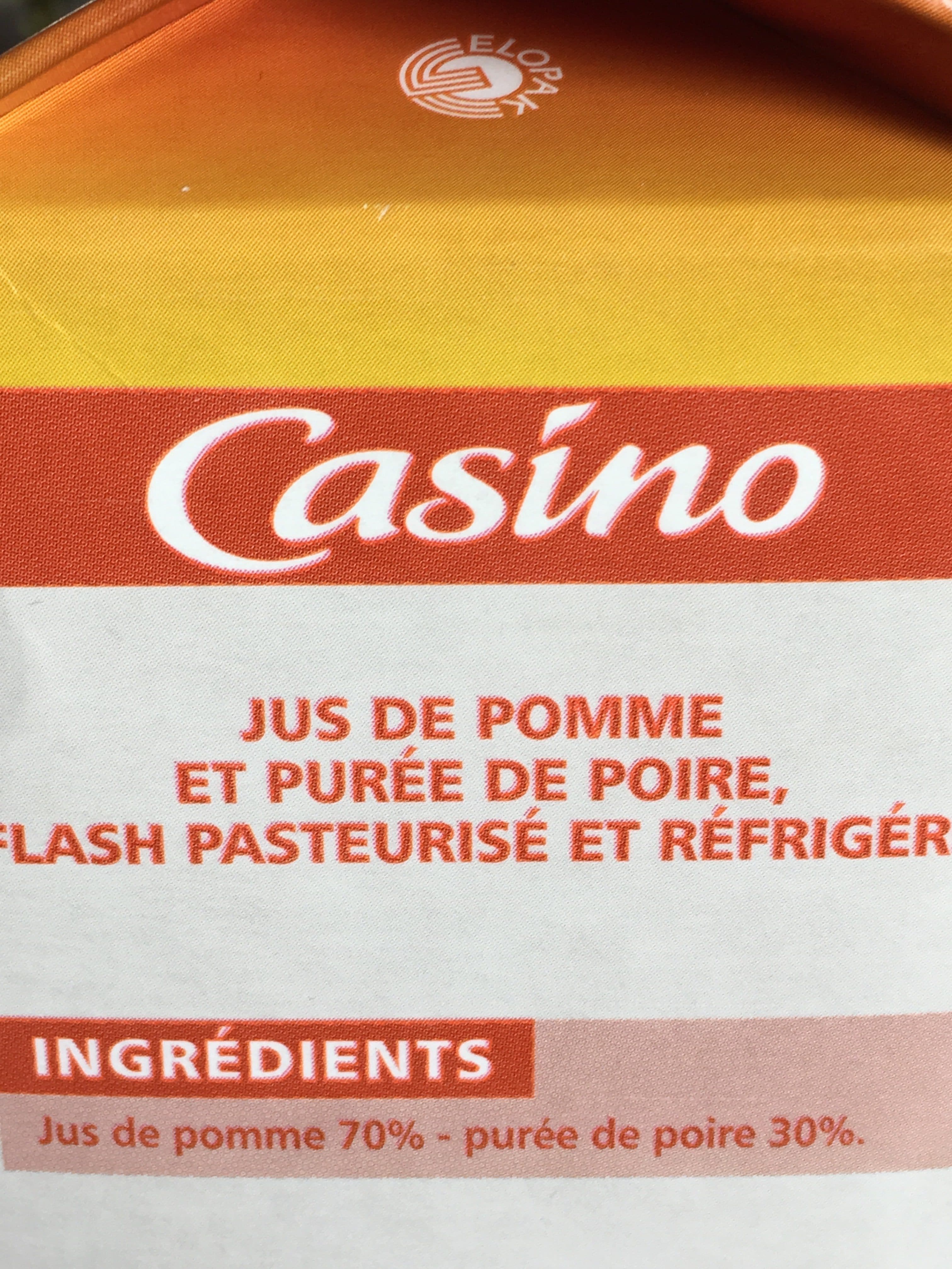 Casino 100% Pur Jus Pomme Poire - Flash pasteurisé packshot