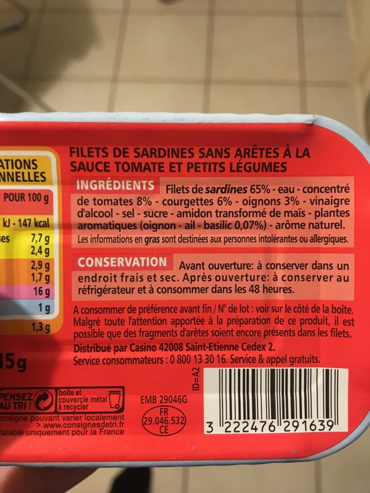 Casino Filets de sardines à la sauce tomate et aux petits légumes packshot