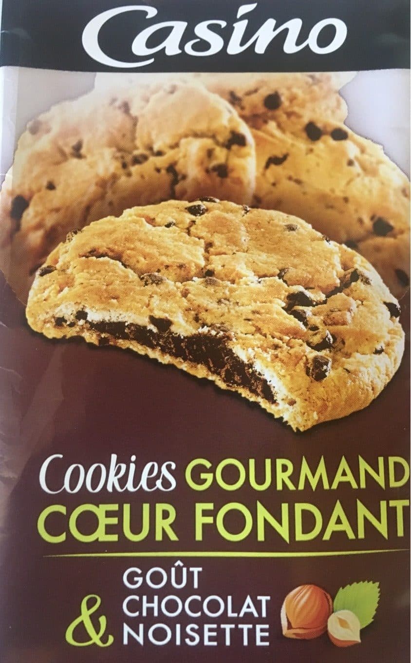 Casino Cookies gourmands coeuf fondant goût chocolat et noisette packshot