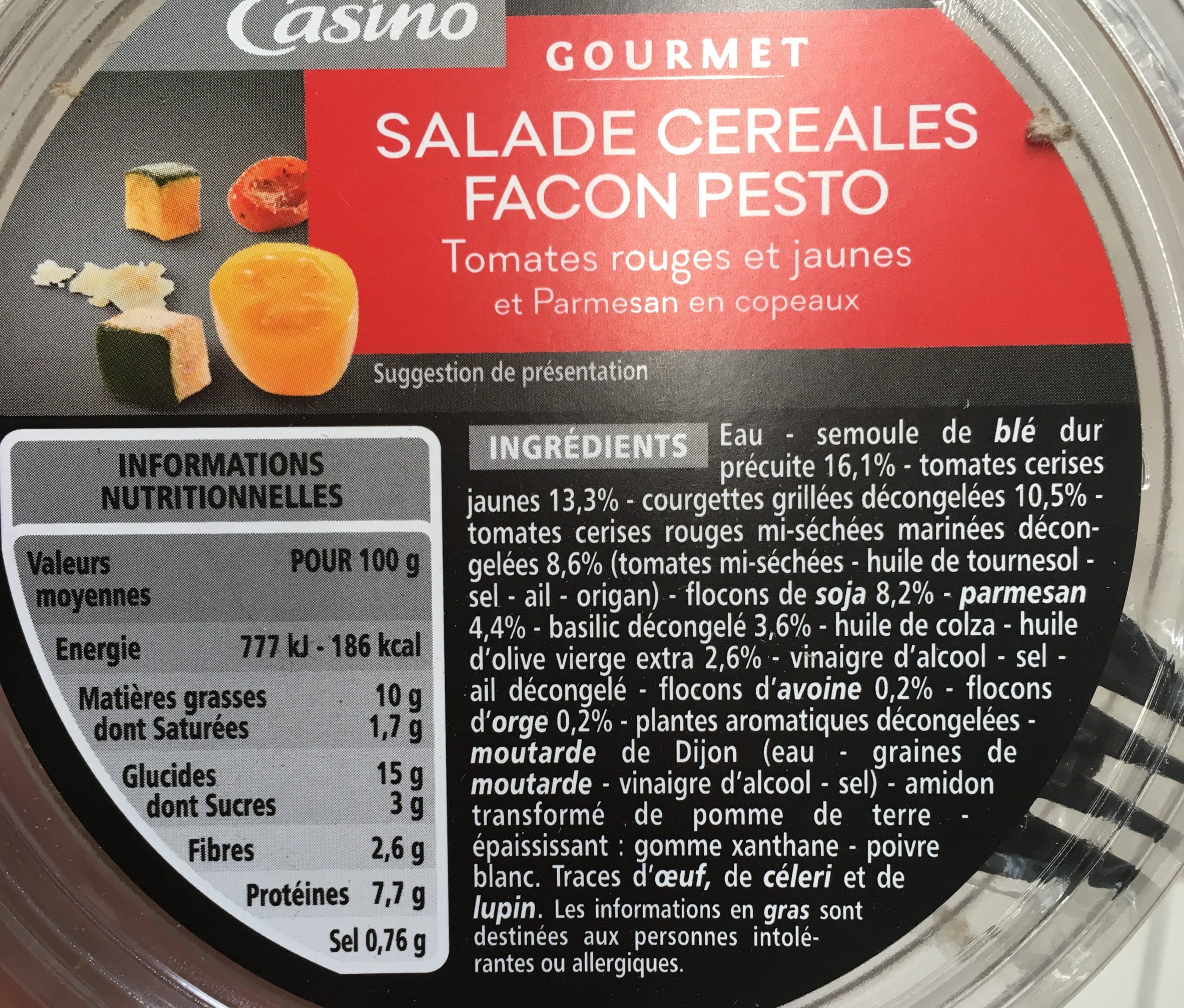 Casino Salade céréales façon pesto tomates rouges et jaunes et parmesan en copeaux packshot