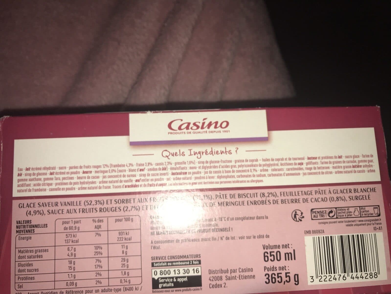 Casino Feuilleté glace saveur vanille et fruits rouges packshot