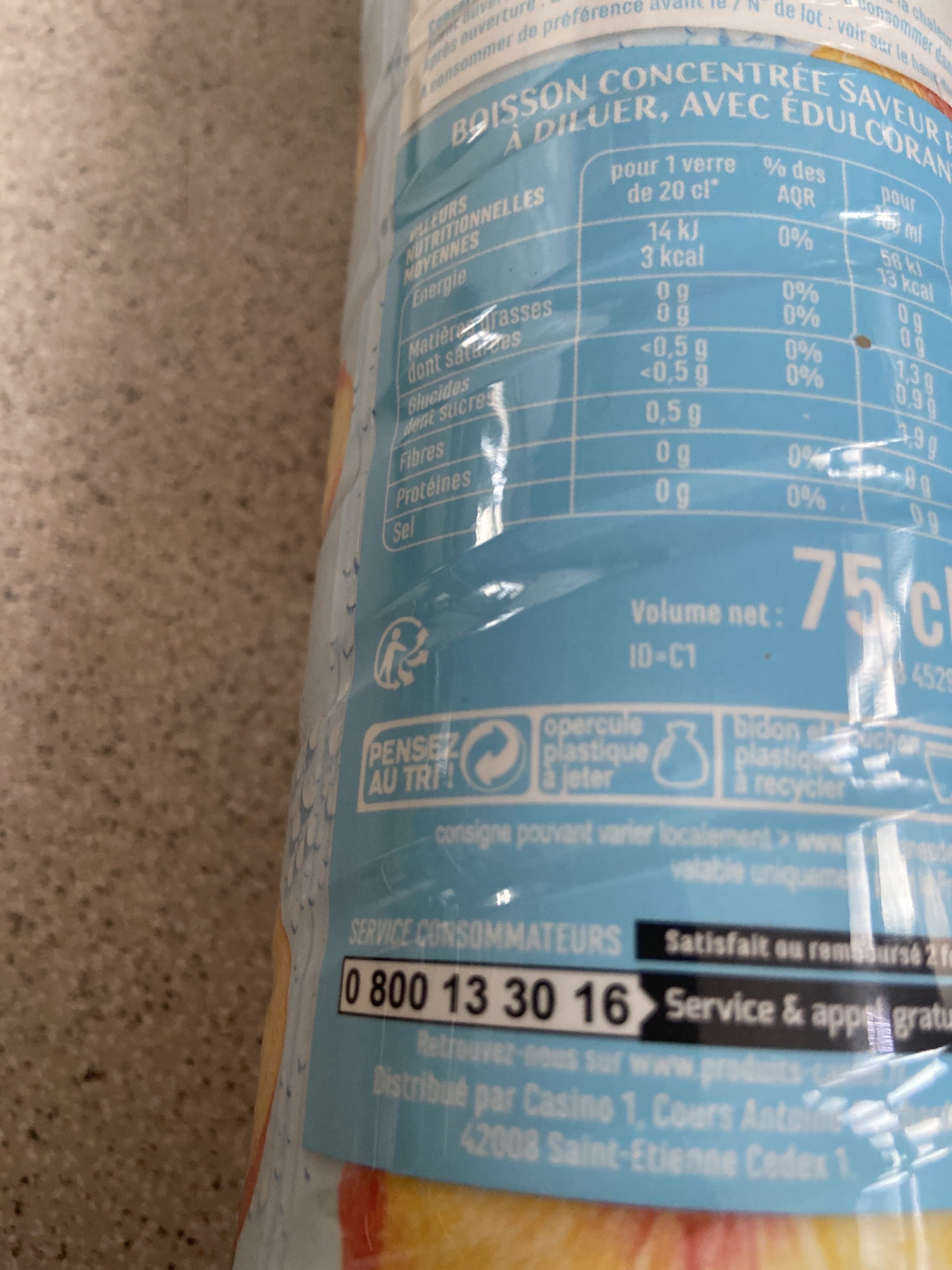 Casino Boisson concentrée saveur pêche sans sucres packshot