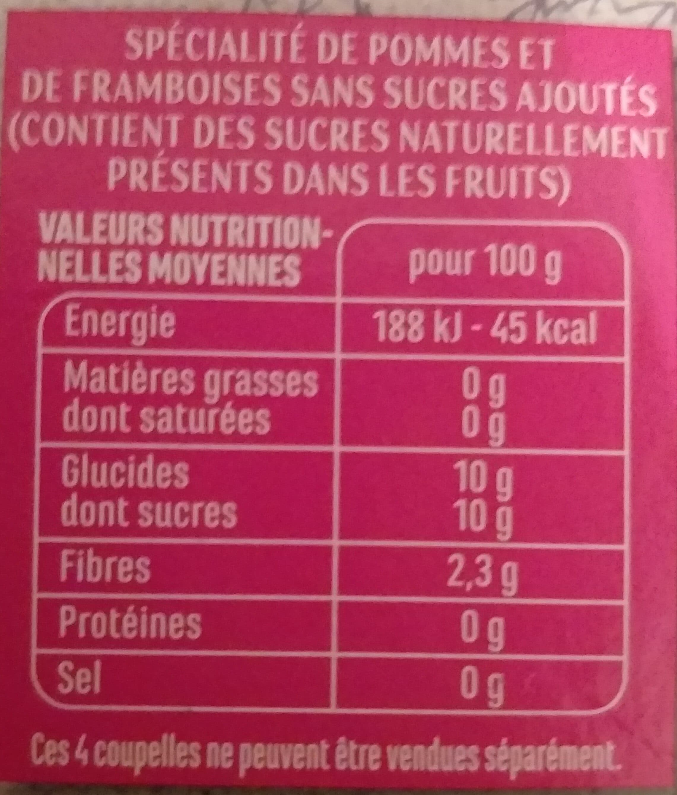 Casino Spécialité de fruits sans sucres ajoutés - Pomme framboise packshot