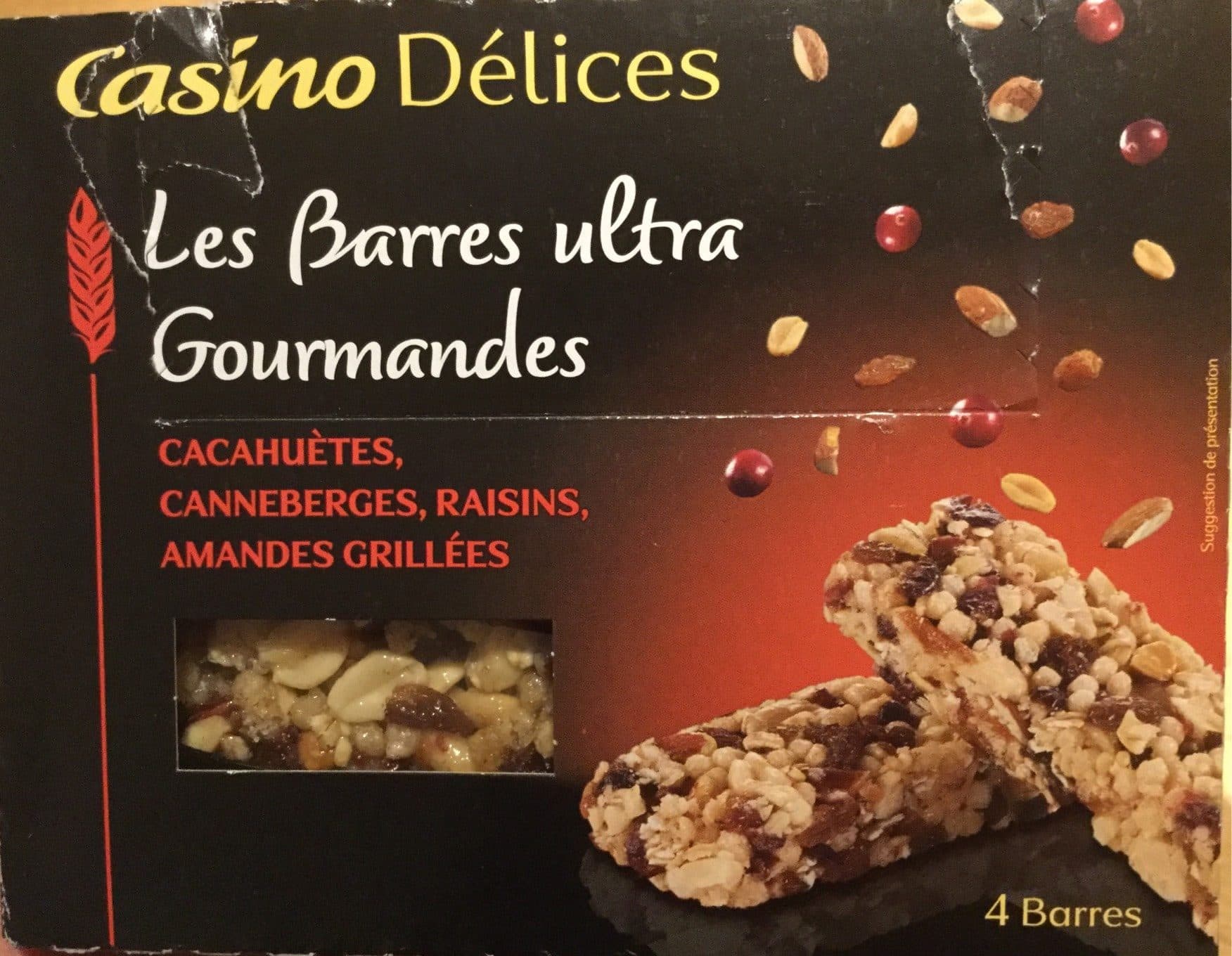 Casino Barres ultra gourmandes cacahuètes, canneberges, raisins, amandes grillées Casino packshot