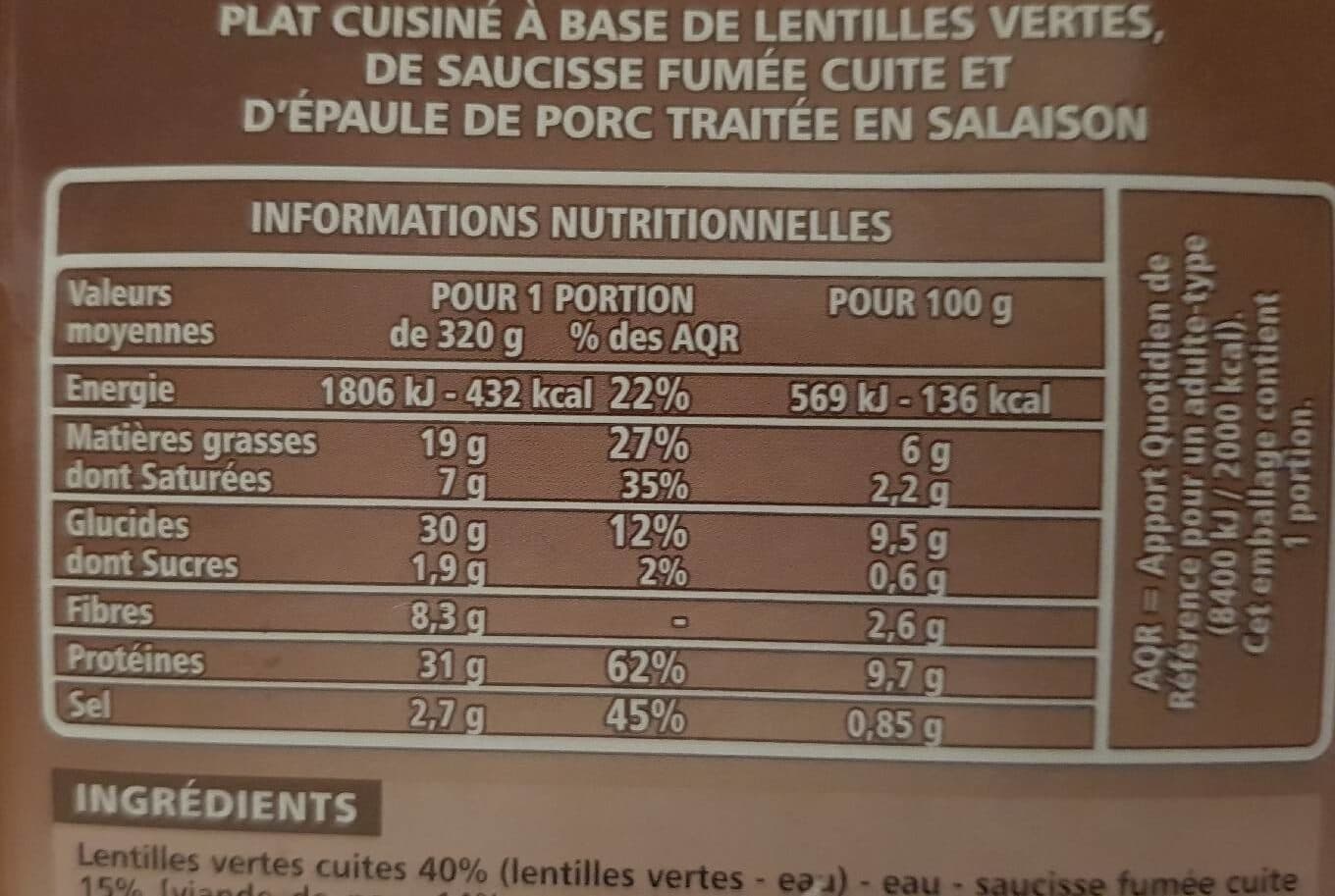 Casino Petit salé aux lentilles vertes packshot