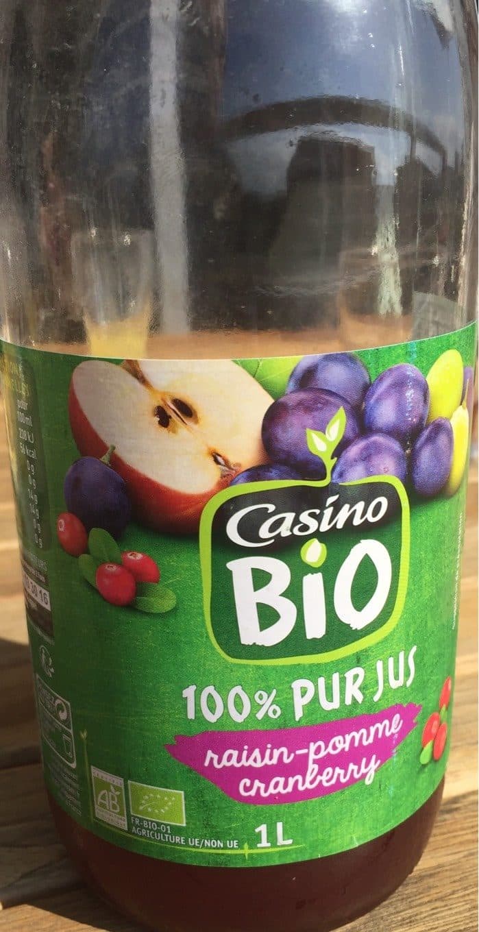 Casino 100% Pur Jus BIO Raisin Pomme Cranberry packshot